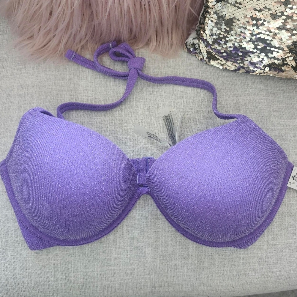 Purple Victoria Secret Push Up Bikini Top New With Tags Size L
